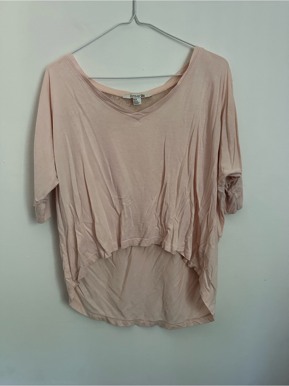 Peachy Blush Pink Forever21 1/4 sleeve length Top